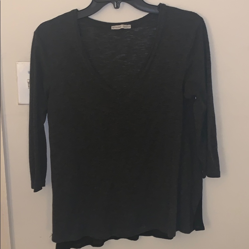 Gray V Neck with Pack Detail- Zara